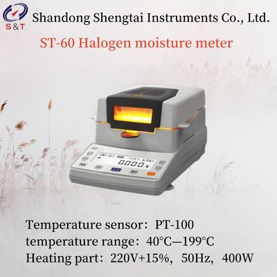 PT-100 Halogen heating Moisture Meter Physical Moisture Analyzer Temp Range 40°C-199°C
