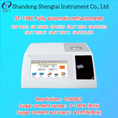 Dual Temp Controlled Fully Automatic Refractometer Brix 0-100% LED Light Source ChP 0622
